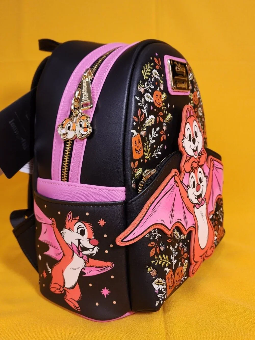 Loungefly Disney Chip N' Dale Bat Costume Halloween Pumpkin Mini Backpack NEW
